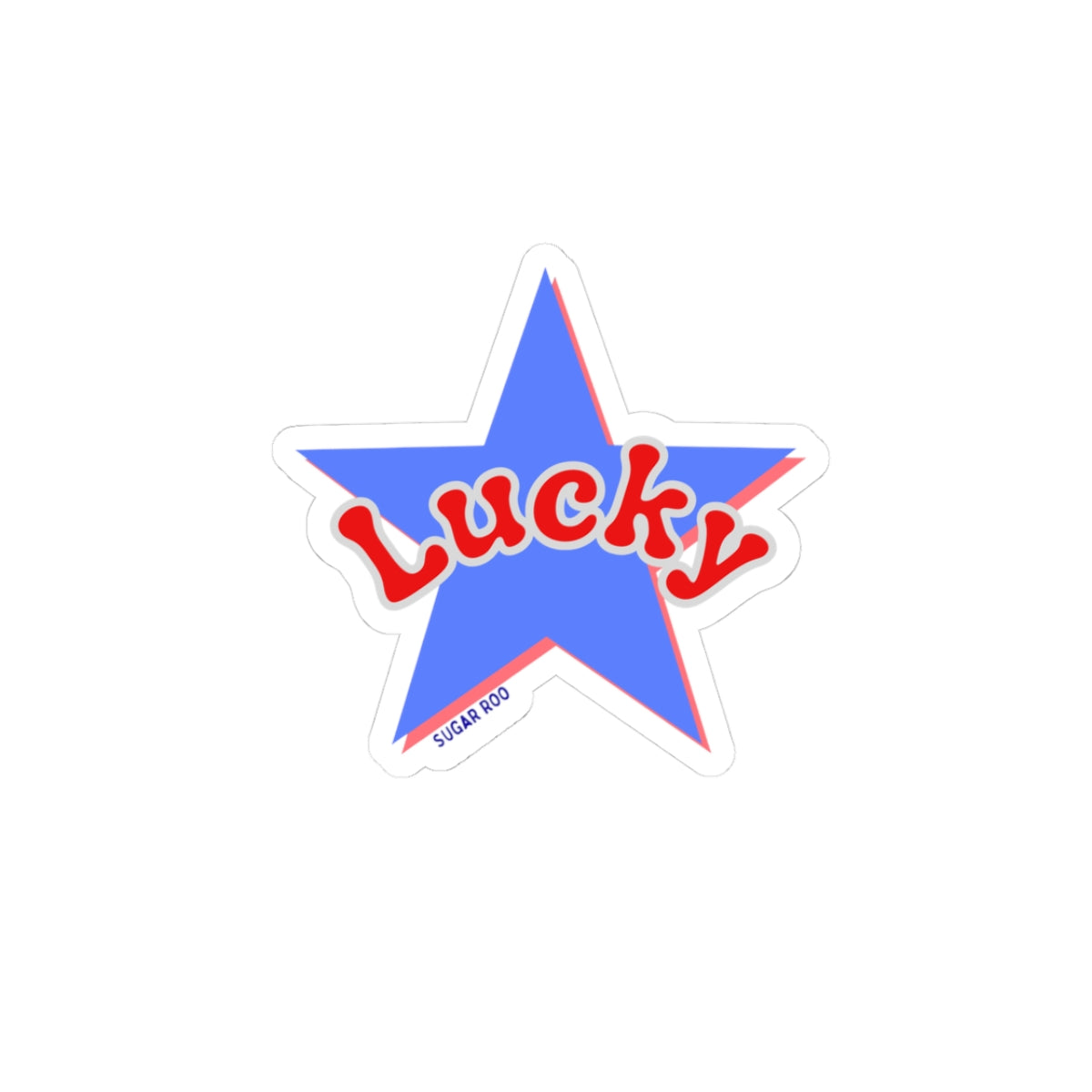 Lucky Star Sticker — Retro Red & Blue Kiss-Cut Vinyl Decal