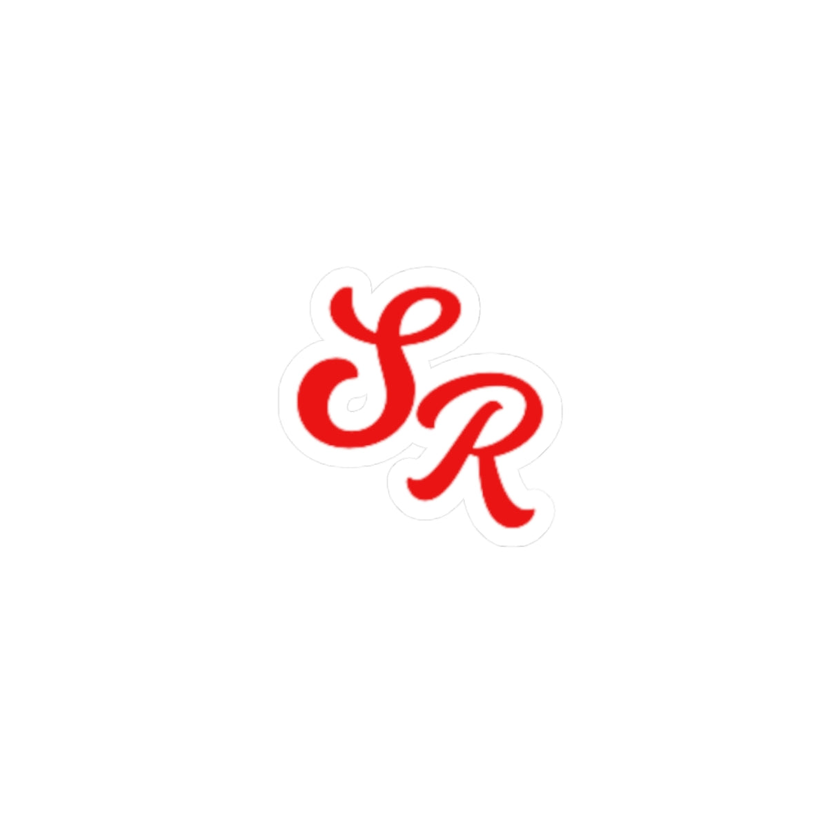 Retro Red Script 'SR' Sticker — Kiss-Cut Monogram Decal for Laptops & Water Bottles